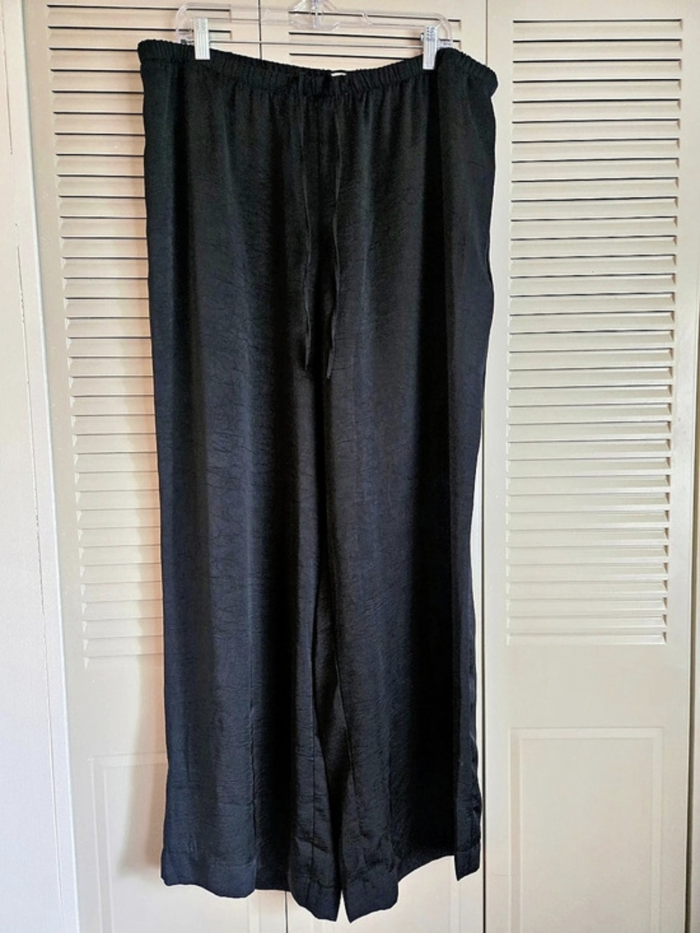 A New Day Women's High-Rise Wide Leg Satin Pull-On Pants Black XXL